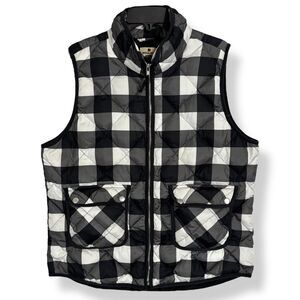 Woolrich Buffalo Plaid Duck Down Vest XL Fit Sz Large Quilted Puffer Black White